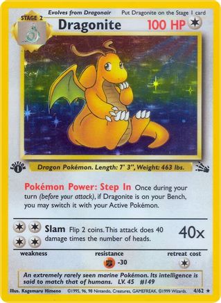 Dragonite (4) 4/62 - Fossil 1st Edition Holofoil