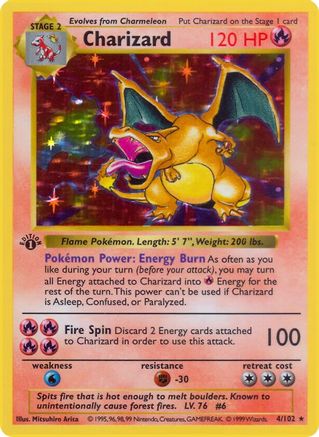 Charizard 4 - Base Set Shadowless 1st Edition Holofoil