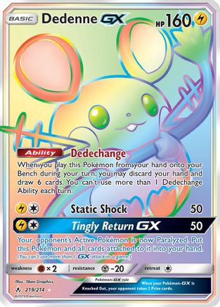 Dedenne GX (Secret) 219/214 - SM Unbroken Bonds Holofoil
