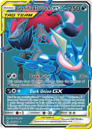 Greninja & Zoroark GX (200) (Full Art) 200/214 - SM Unbroken Bonds Holofoil