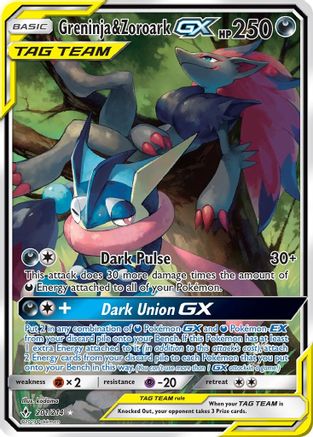 Greninja & Zoroark GX (201) (Alternate Full Art) 201/214 - SM Unbroken Bonds Holofoil