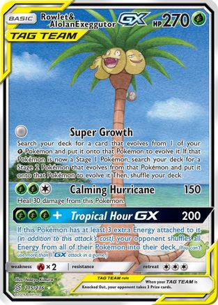 Rowlet & Alolan Exeggutor GX (Alternate Full Art) 215/236 - SM Unified Minds Holofoil