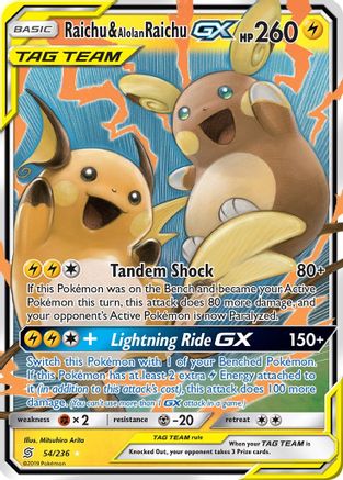 Raichu & Alolan Raichu GX 54/236 - SM Unified Minds Holofoil