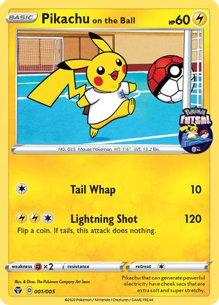 Pikachu on the Ball - 001/005 (Pokemon Futsal) 1/5 - Miscellaneous Cards & Products