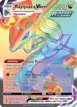 Rayquaza VMAX (Secret) 217/203 - SWSH07 Evolving Skies Holofoil