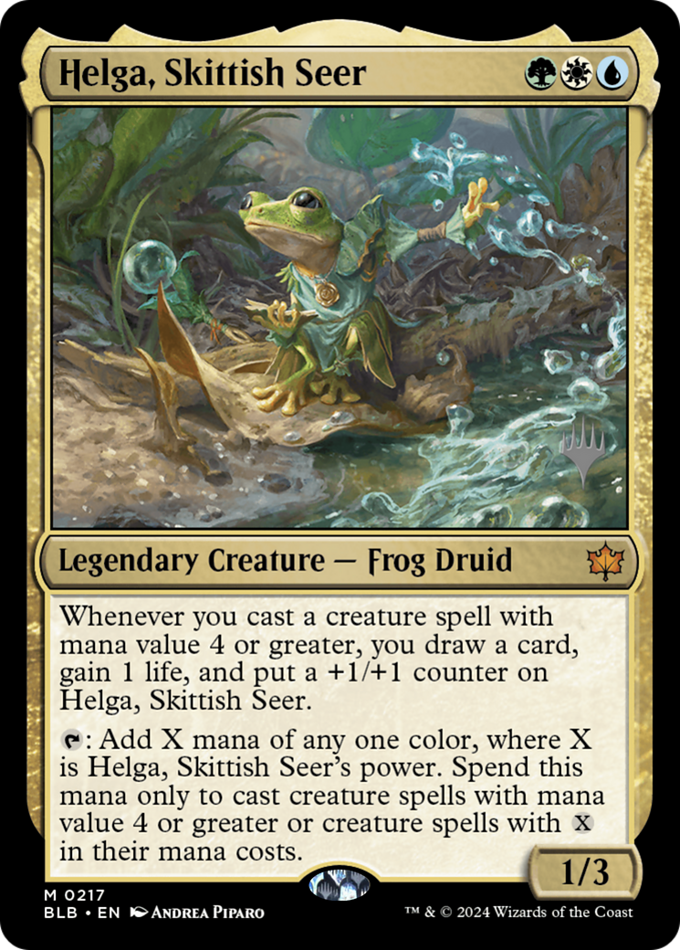 Helga, Skittish Seer (PPBLB-217P) - Bloomburrow Promos Foil