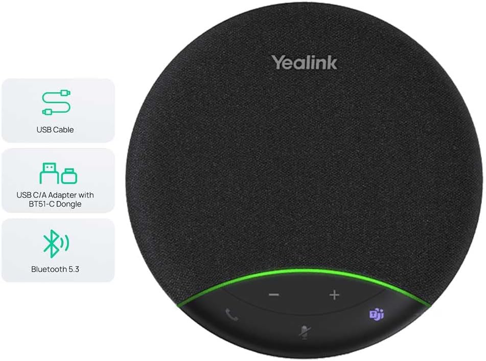 Yealink SP92 Bluetooth Speakerphone with Dongle USB-C/A – 1308169 (with BT51 Bluetooth dongle)
