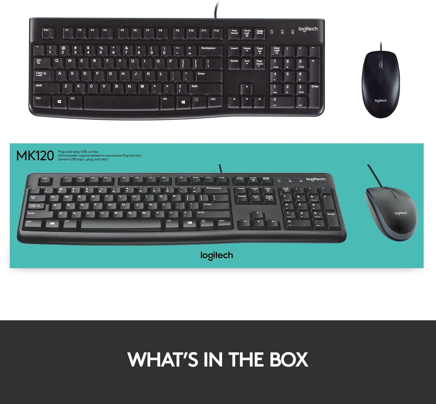 Logitech Keyboard & Mouse 920-002565 Desktop Mk120 Wired USB Retail