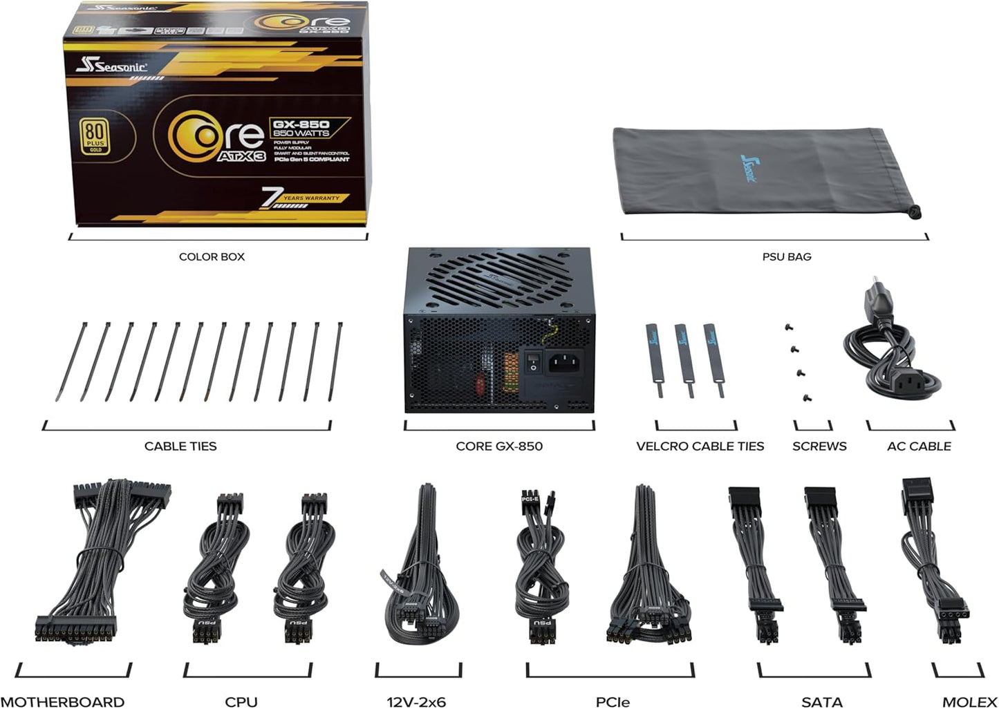 Seasonic PS SRP-CGX851-A5A32SF CORE V2 GX-850 850W 80+Gold Full-Modular ATX3.0