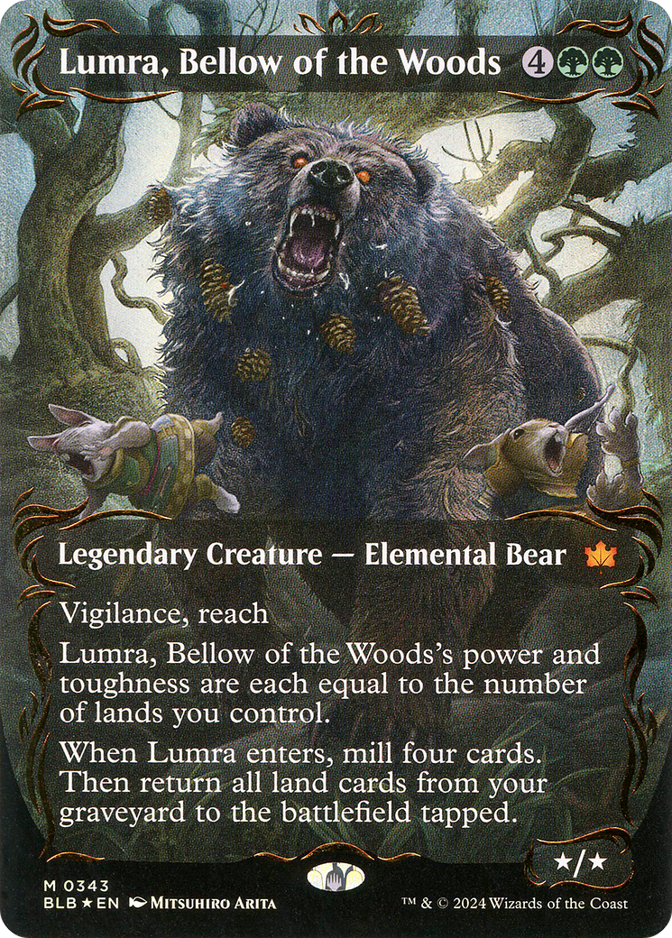 Lumra, Bellow of the Woods (BLB-343) - Bloomburrow: (Showcase) (Borderless) Foil