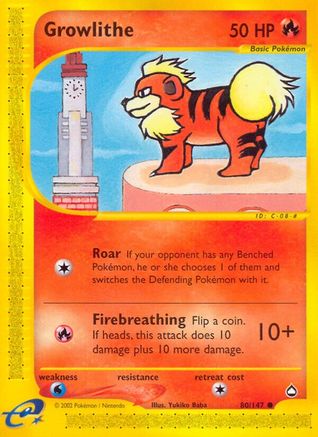 Growlithe (80) 80/147 - Aquapolis Reverse Holofoil