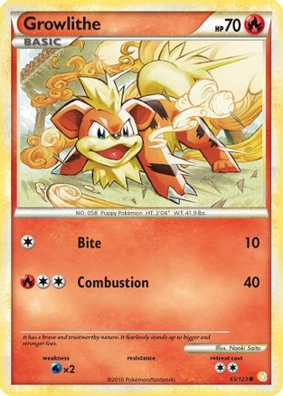 Growlithe 65/123 - HeartGold SoulSilver Reverse Holofoil