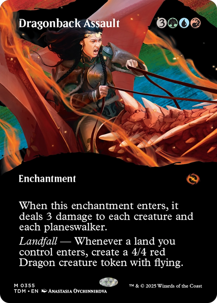 Dragonback Assault (Borderless) (TDM-355) - Tarkir: Dragonstorm: (Showcase, enchantment) (Borderless)