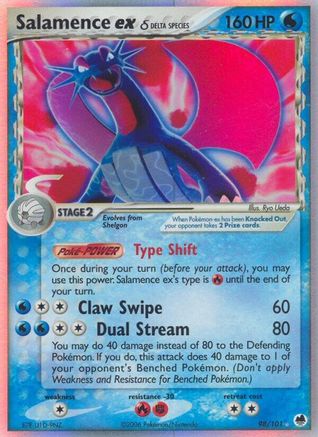 Salamence ex (Delta Species) 98/101 - Dragon Frontiers Holofoil