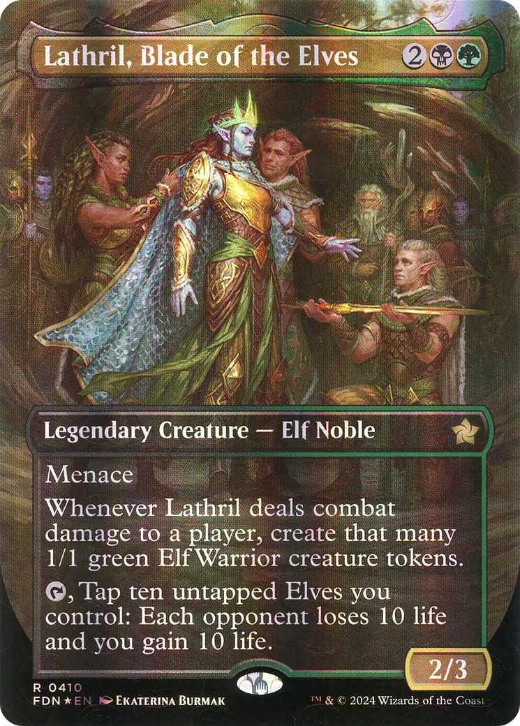 Lathril, Blade of the Elves (FDN-410) - Foundations (Borderless) Foil