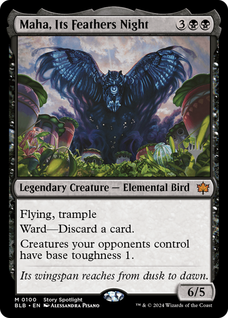 Maha, Its Feathers Night (PPBLB-100P) - Bloomburrow Promos