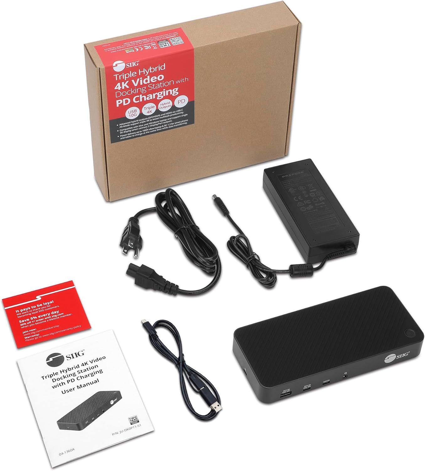 SIIG JU-DK0P11-S1 Triple Hybrid 4K Video Docking Station with PD Charging