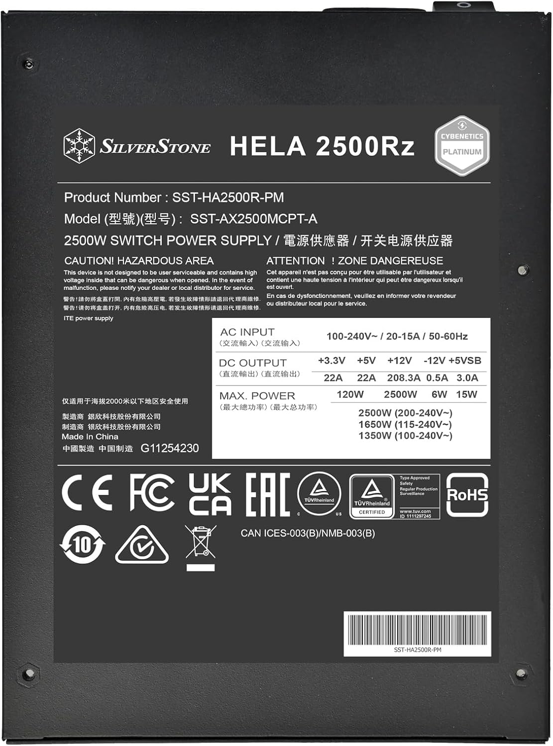 Silverstone HA2500R-PM 2500W ATX Cybenetics Platinum