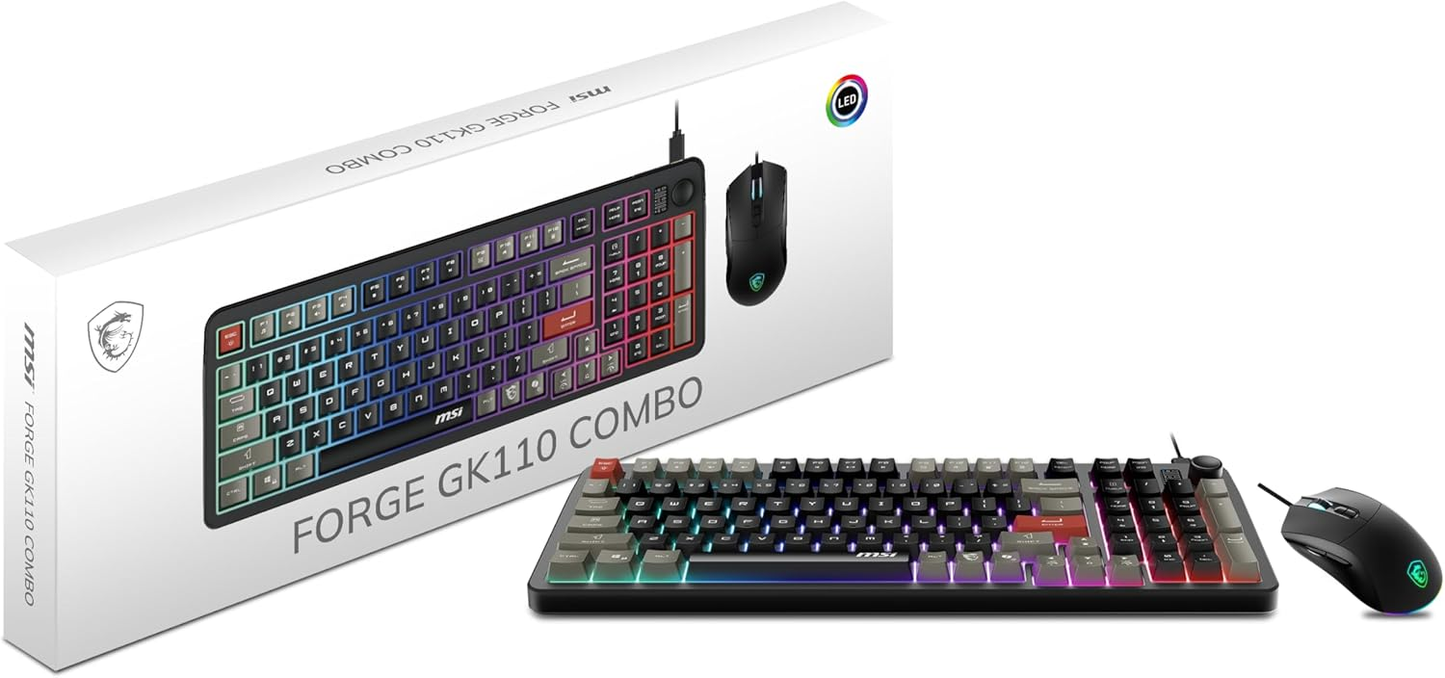 MSI FORGE GK110 COMBO US Gaming Keyboard+Mouse 13-Mode RGB USB2.0