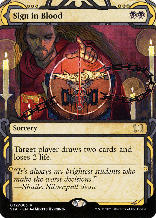 Sign in Blood (STA-032) - Strixhaven Mystical Archive: (Showcase) (Borderless) Etched Foil
