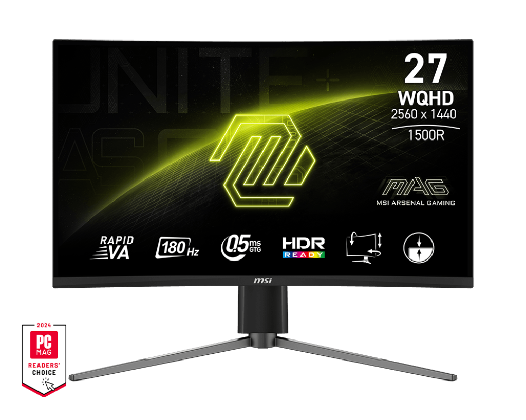 MSI MN MAG 27CQ6PF 27 Rapid VA 2560x1440 16:9 0.5ms 180Hz DP 2xHDMI