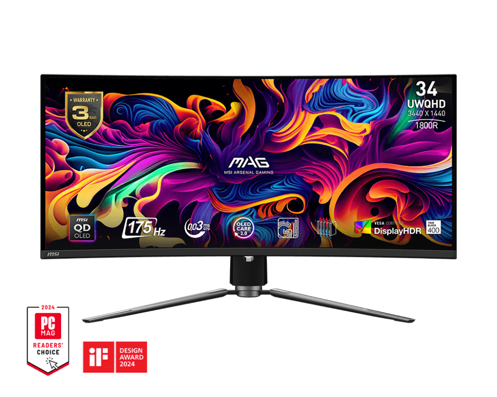 MSI MN MAG 341CQP QD-OLED 34 OLED UWQHD 3440x1440 21:9 0.03ms 175Hz 2xHDMI DP