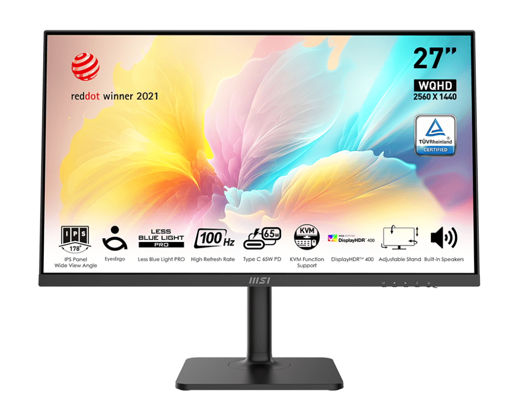 MSI MN Modern MD272QXP IPS QHD 2560 x 1440 16:9 1 ms 100 Hz Haut-parleur HDMI DP USB-C