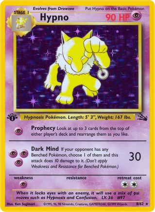 Hypno (8) 8/62 - Fossil 1st Edition Holofoil