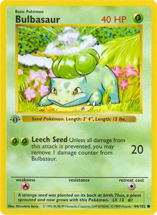 Bulbasaur 44 - Base Set Shadowless Unlimited