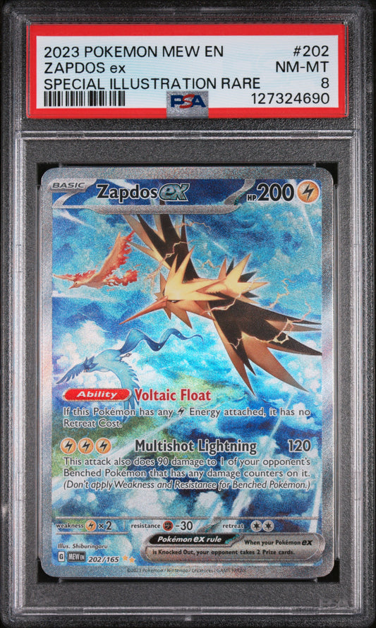 ZAPDOS EX 202- POKEMON 151- PSA 8 NEAR MINT
