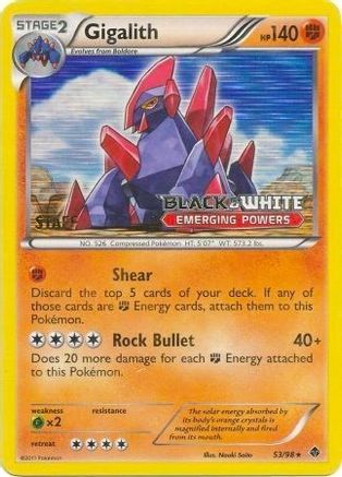 Gigalith 53/98 (Prerelease) [Staff] 53 - Black and White Promos Holofoil