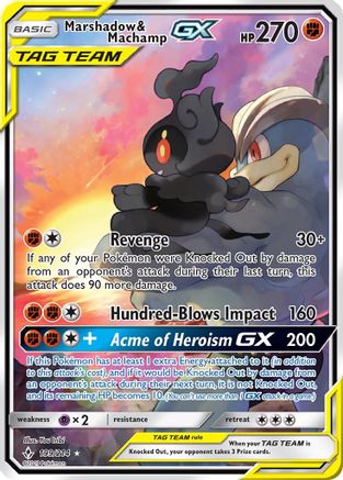 Marshadow & Machamp GX (199) (Full Art) 199/214 - SM  Unbroken Bonds Holofoil