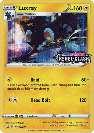 Luxray - SWSH023 (Prerelease) [Staff] SWSH023 - SWSH Sword & Shield Promo Cards Holofoil
