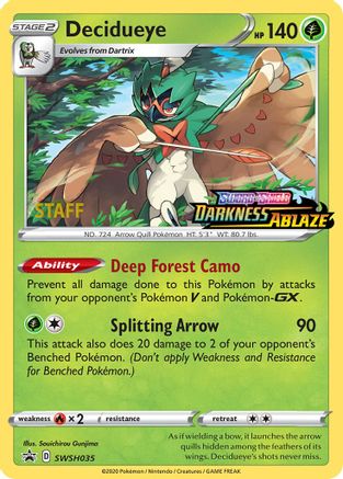 Decidueye - SWSH035 (Prerelease) [Staff] SWSH035 - SWSH Sword & Shield Promo Cards Holofoil