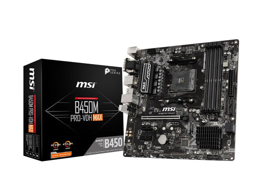 MSI B450M PRO-VDH MAX AM4 B450 64GB DDR4 D-SUB DVI HDMI mATX Retail