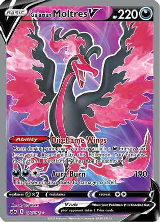 Galarian Moltres V (Full Art) 176/198 - SWSH06 Chilling Reign Holofoil
