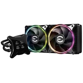 EVGA Fan 400-HY-CX24-V1 CLCx 240 mm Refroidisseur liquide pour processeur LCD tout-en-un