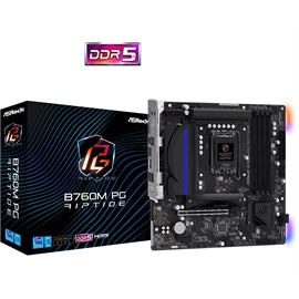 ASRock MB B760M PG Riptide B760 LGA1700 Max128GB DDR5 Micro ATX vente au détail