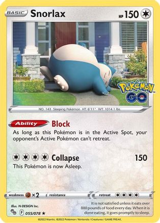 Snorlax 55/78 - Pokemon GO Reverse Holofoil