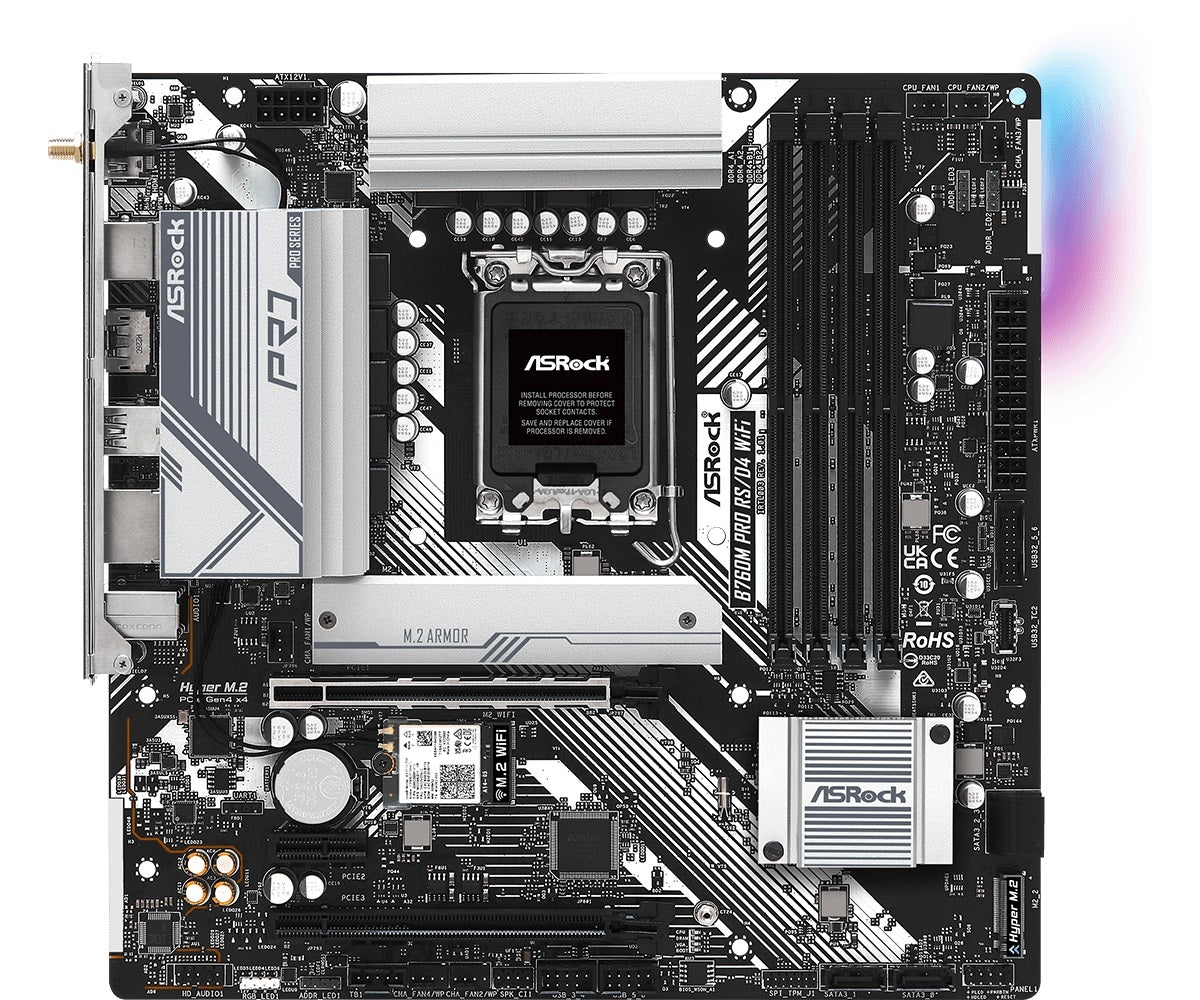 ASRock B760M Pro RS D4 WiFi B760 LGA1700 Max128GB DDR4 Micro ATX vente au détail