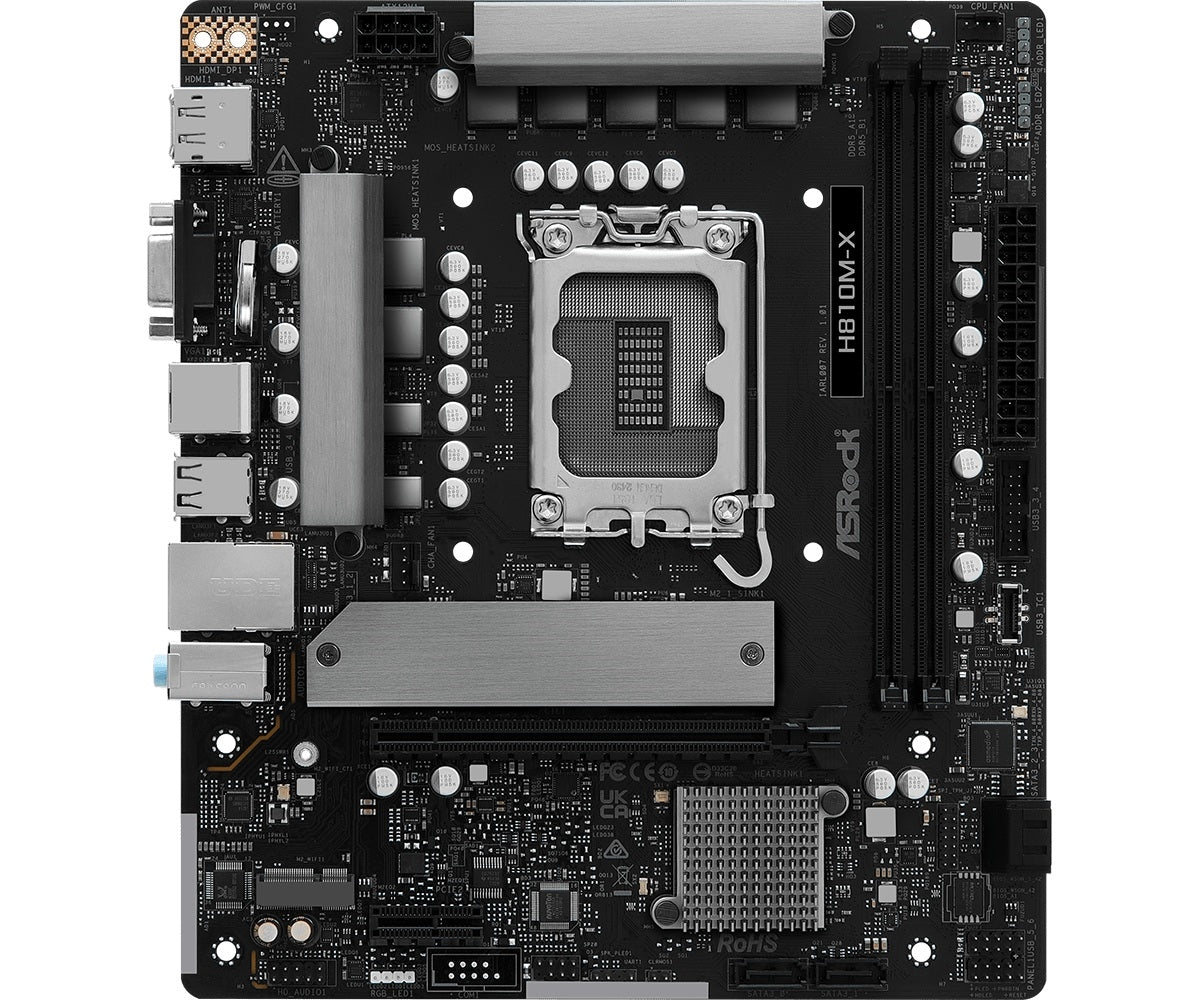 ASRock MB H810M-X H810 LGA1851 Max128GB DDR5 Micro ATX Retail