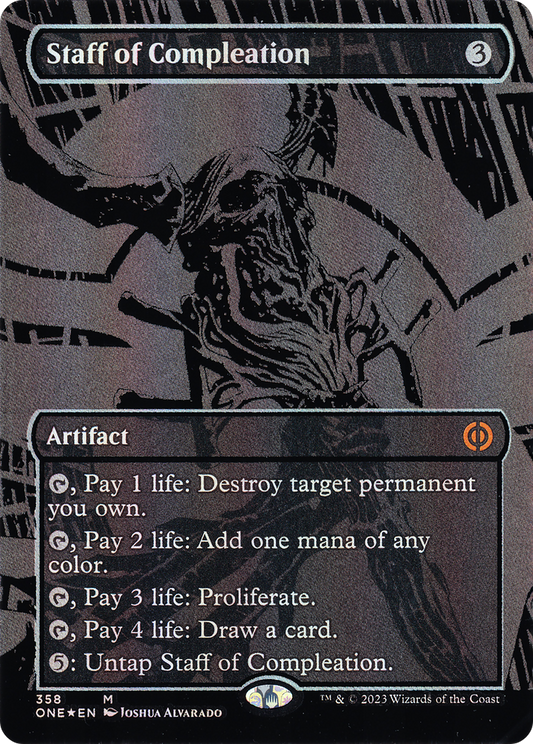 Staff of Compleation (ONE-358) - Phyrexia: All Will Be One (Borderless) Foil