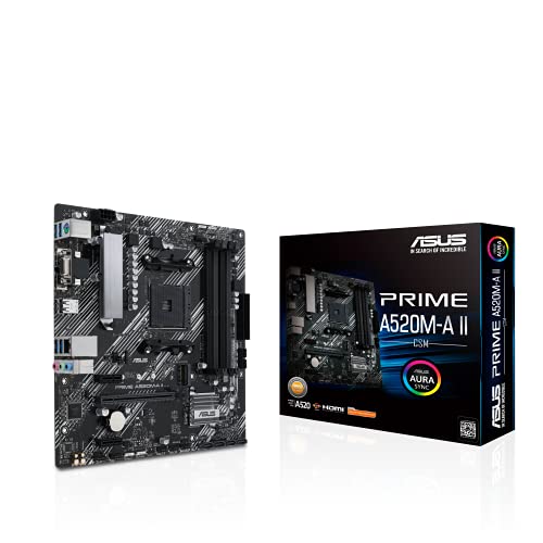 ASUS PRIME A520M-A II CSM AMD A520 AM4 Ryzen Max.128GB DDR4 mATX