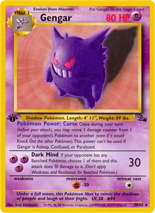Gengar (20) 20/62 - Fossil 1st Edition