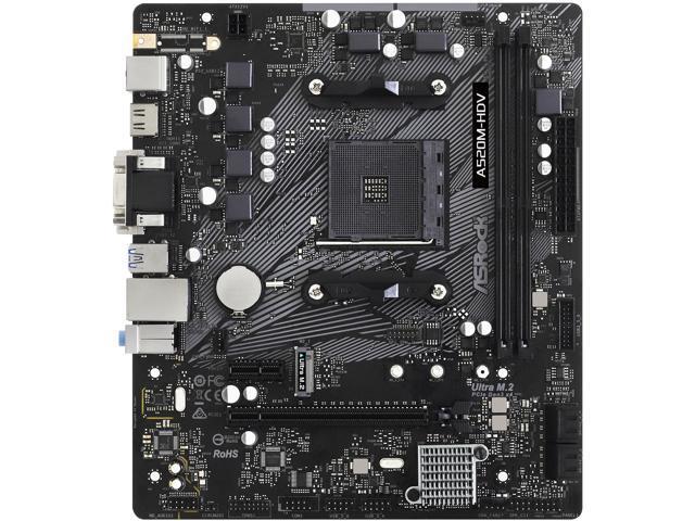 ASRock A520M-HDV AMD AM4 Max.64G DDR4 PCIE HDMI DVID Dsub mATX