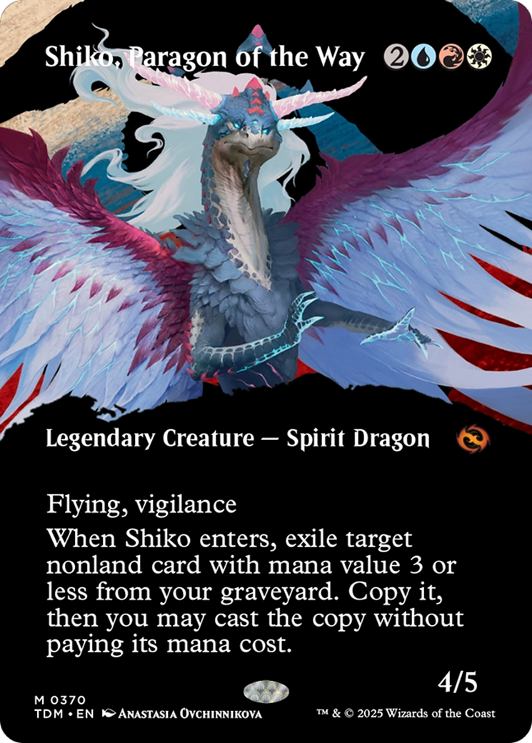 Shiko, Paragon of the Way (Borderless) (TDM-370) - Tarkir: Dragonstorm: (Showcase) (Borderless) Foil