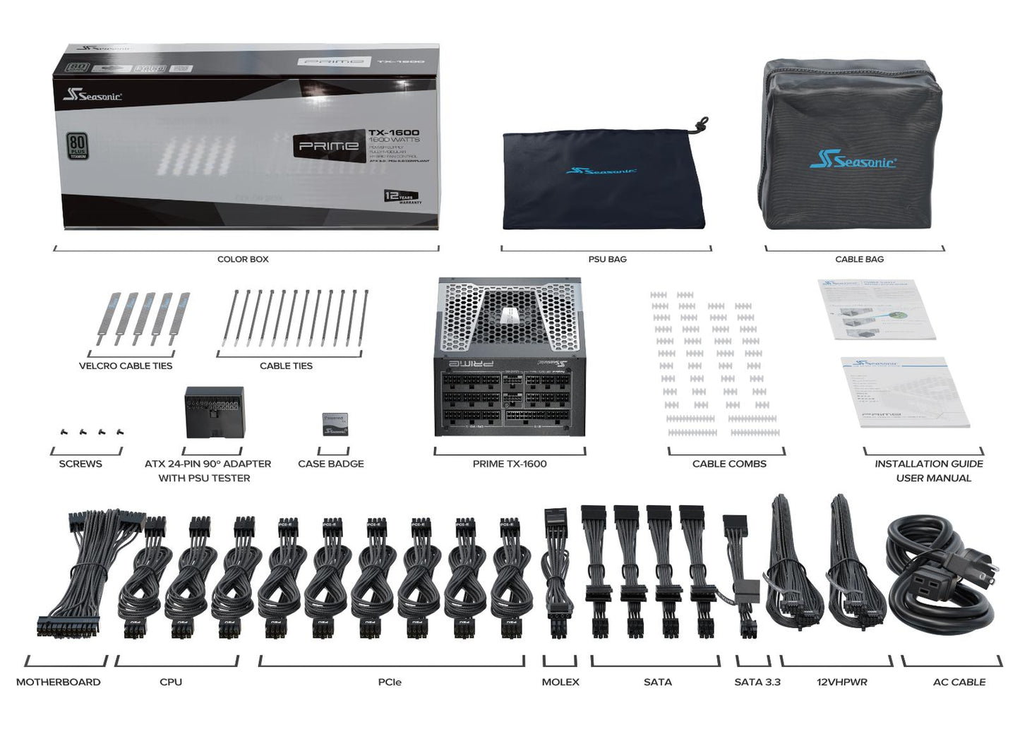 Seasonic PS SSR-1600TR2 ATX3-PRIME-TX-1600 1600W 80+ Titanium Full Modular