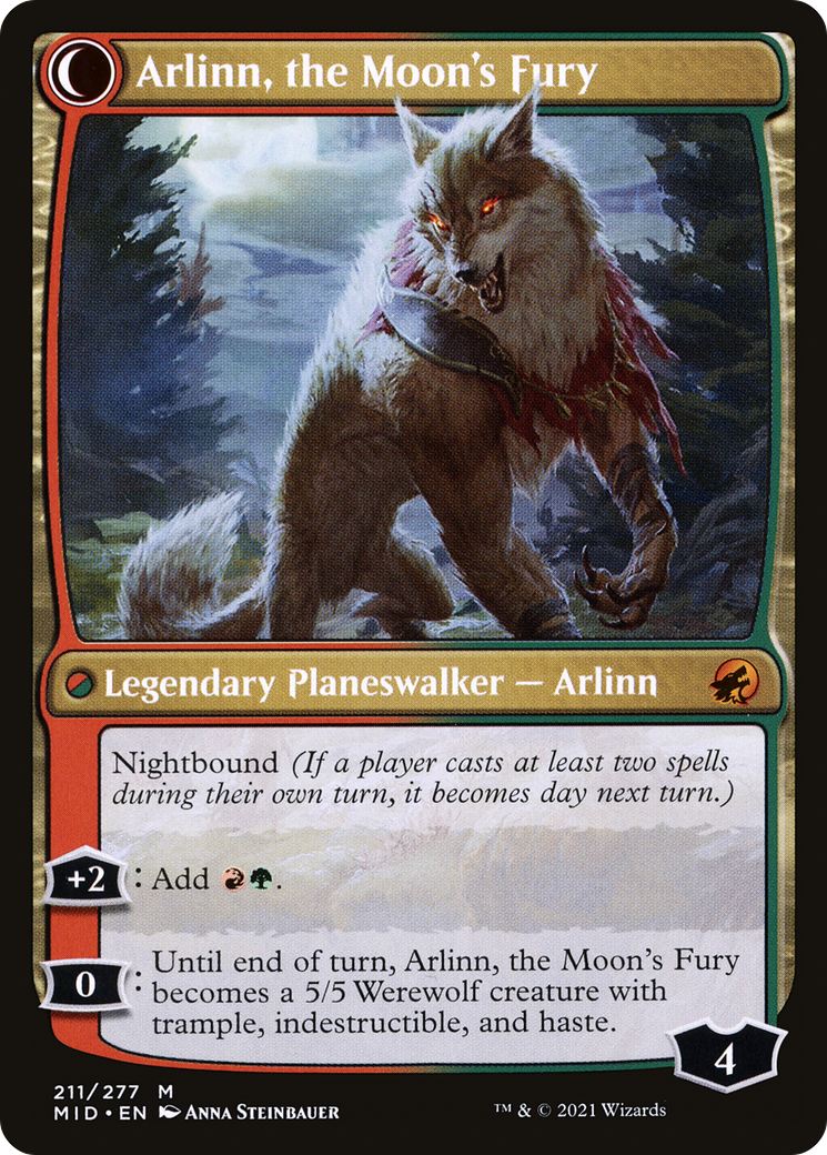 Arlinn, the Pack's Hope // Arlinn, the Moon's Fury (MID-211) - Innistrad: Midnight Hunt: (Double Faced Transform)