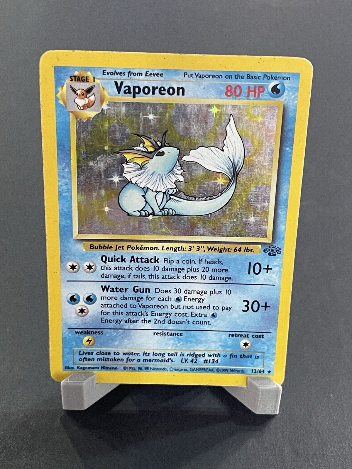 Pokemon TCG - Vaporeon 12/64 HOLO RARE Jungle Unlimited - HP