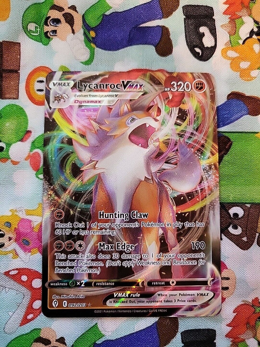 Lycanroc VMAX 92/203 2021 Evolving Skies Pokemon Card Ultra Rare Full Art - NN